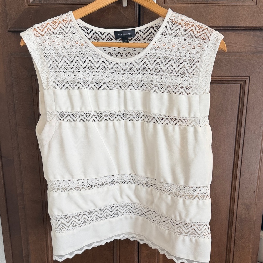 The Limited White Lace Blouse